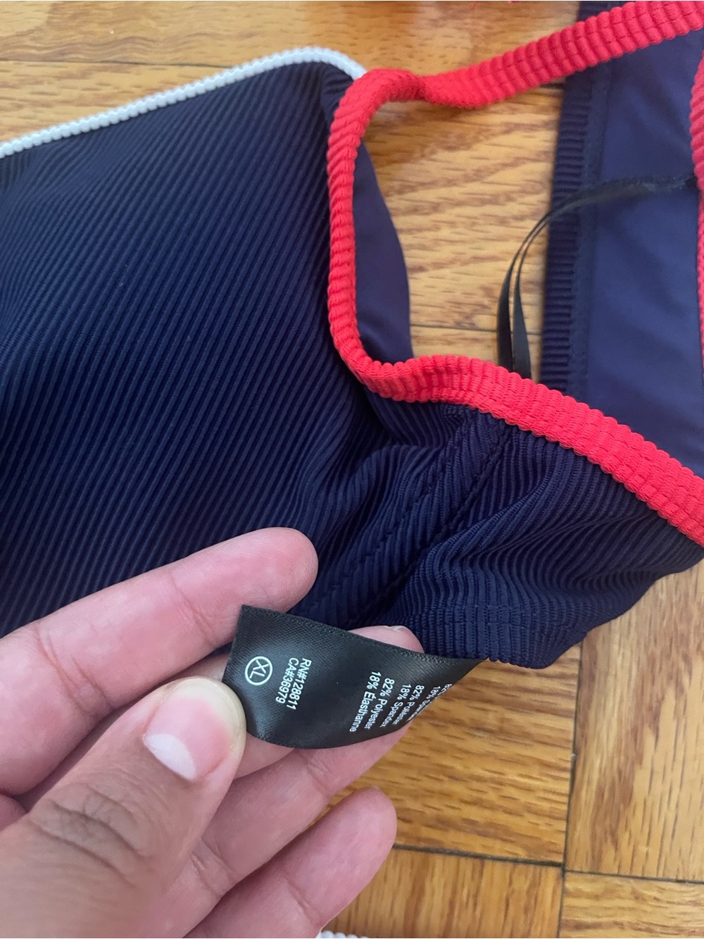 Anthropologie Beach Riot Kori Navy & Red Ribbed High-Waist Bikini Set - Picture 8 of 9